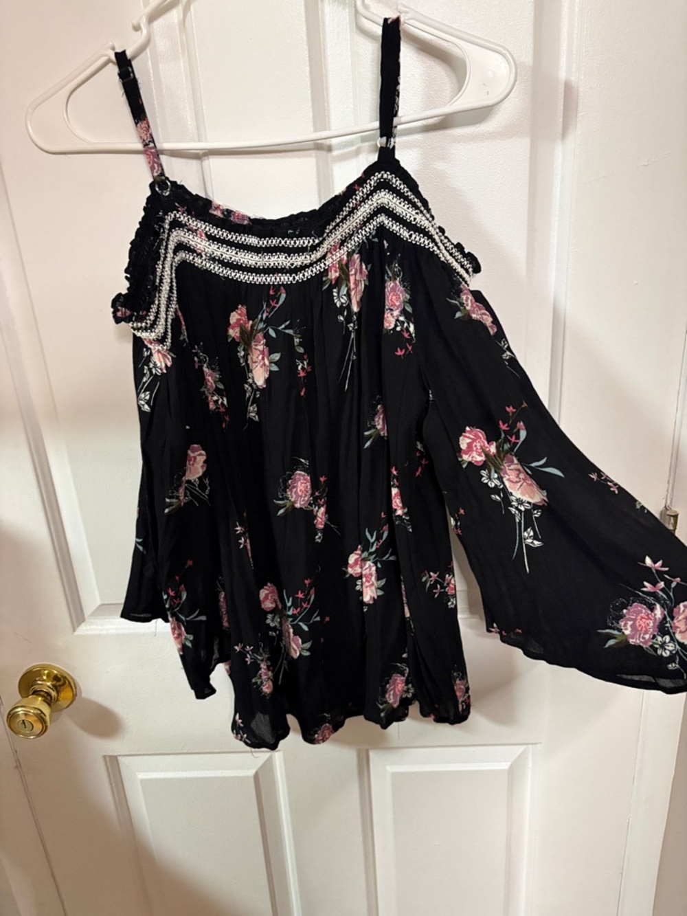 Rewind Black Floral Off-Shoulder Top